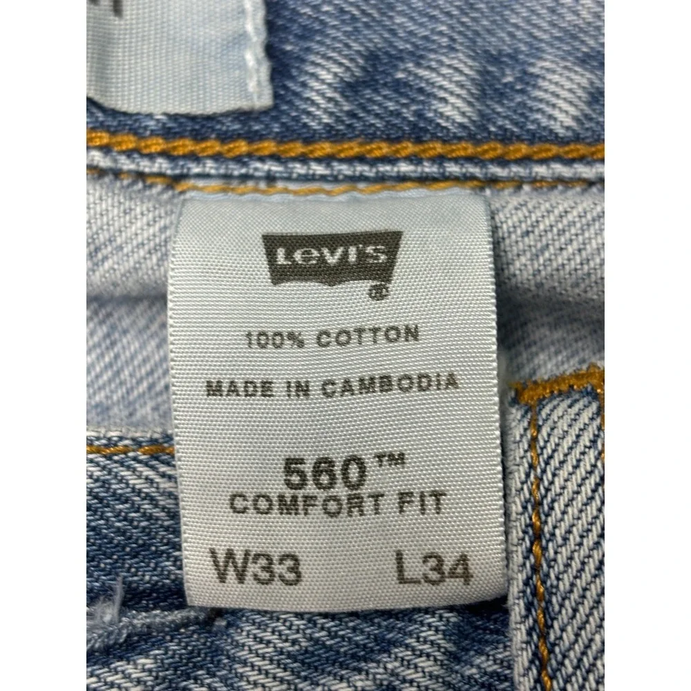 Levis 560 Comfort Fit Jeans Mens W33 L34‎ Light Wash Denim Blue